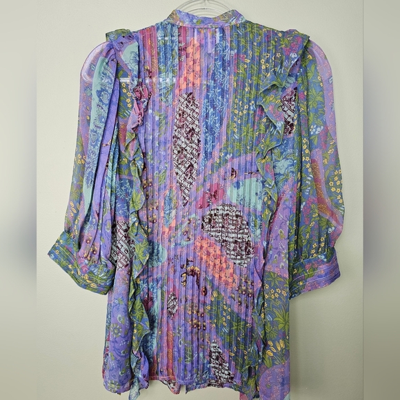 Plenty by Tracy Reese x Anthropologie Bohemian Flowy Femme Sheer Blouse, Size S - Picture 6 of 7